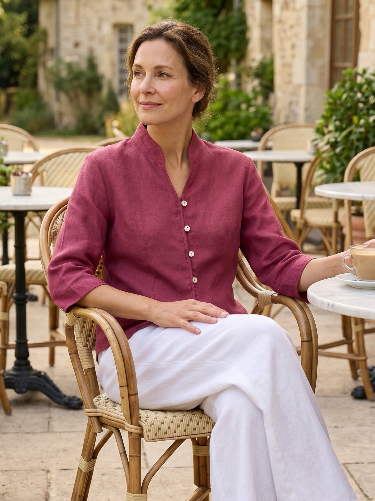 100% Linen Hand Button Fitted Jacket AMELIA