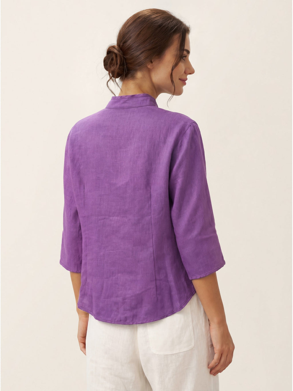 100% Linen Hand Button Fitted Jacket AMELIA