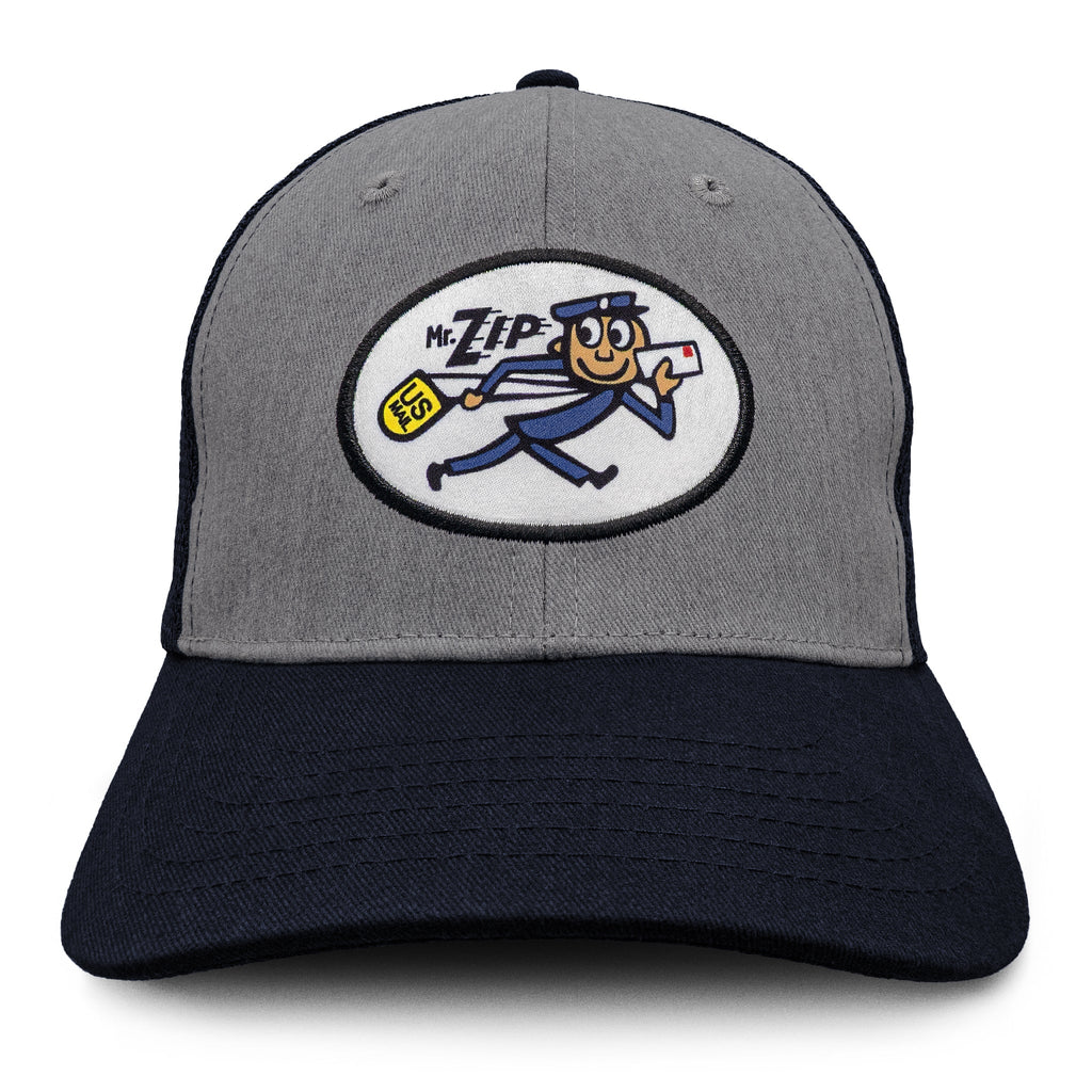 USPS Mr Zip Mesh Back Hat - Gray and Navy Blue