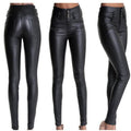 Edgy Rebel High-Waist Skinny Leather Pants – Shiny Black Faux Leather, Street Style, Motorcycle Chic