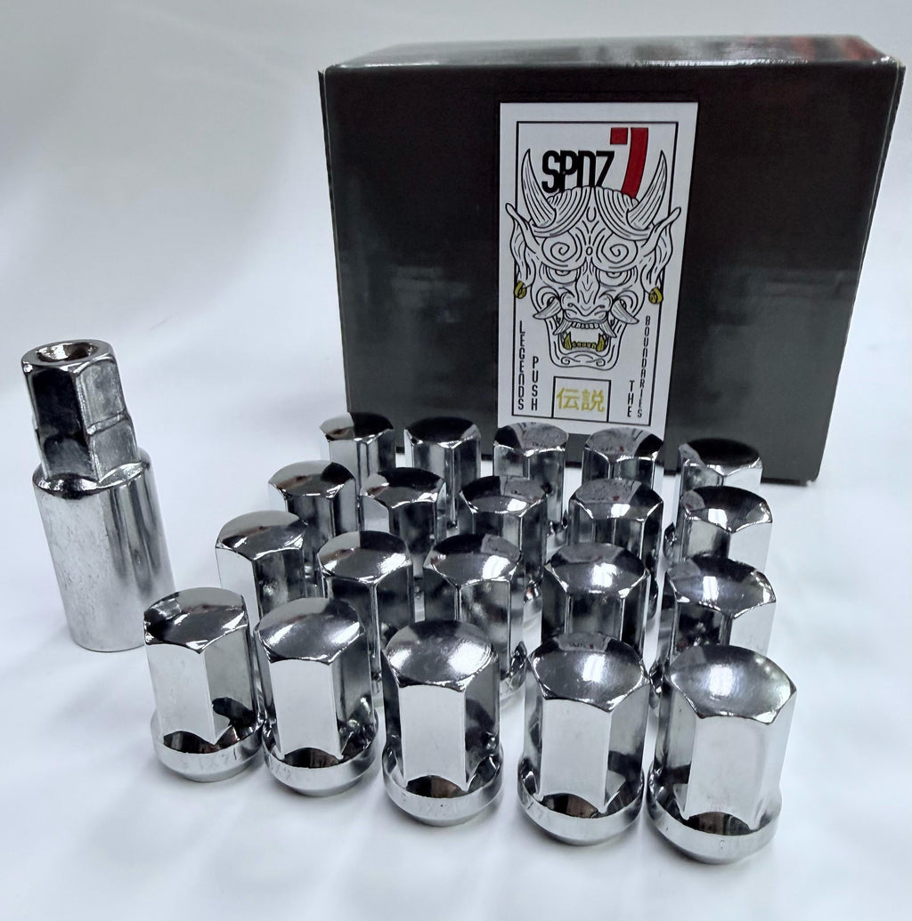SPDZ1 14x1.5 Thin Wall Closed-End Lug Nuts (35mm) – Includes Special Installation Socket (Black or Chrome)