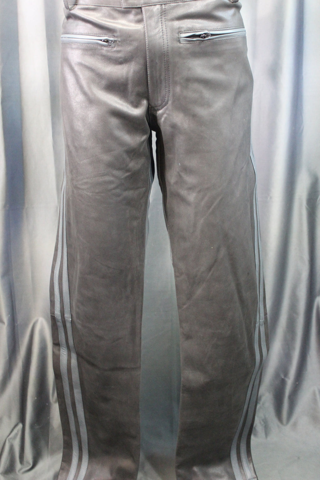The Otter and The Fox Leather Formal Pants in Black with Grey Highlights