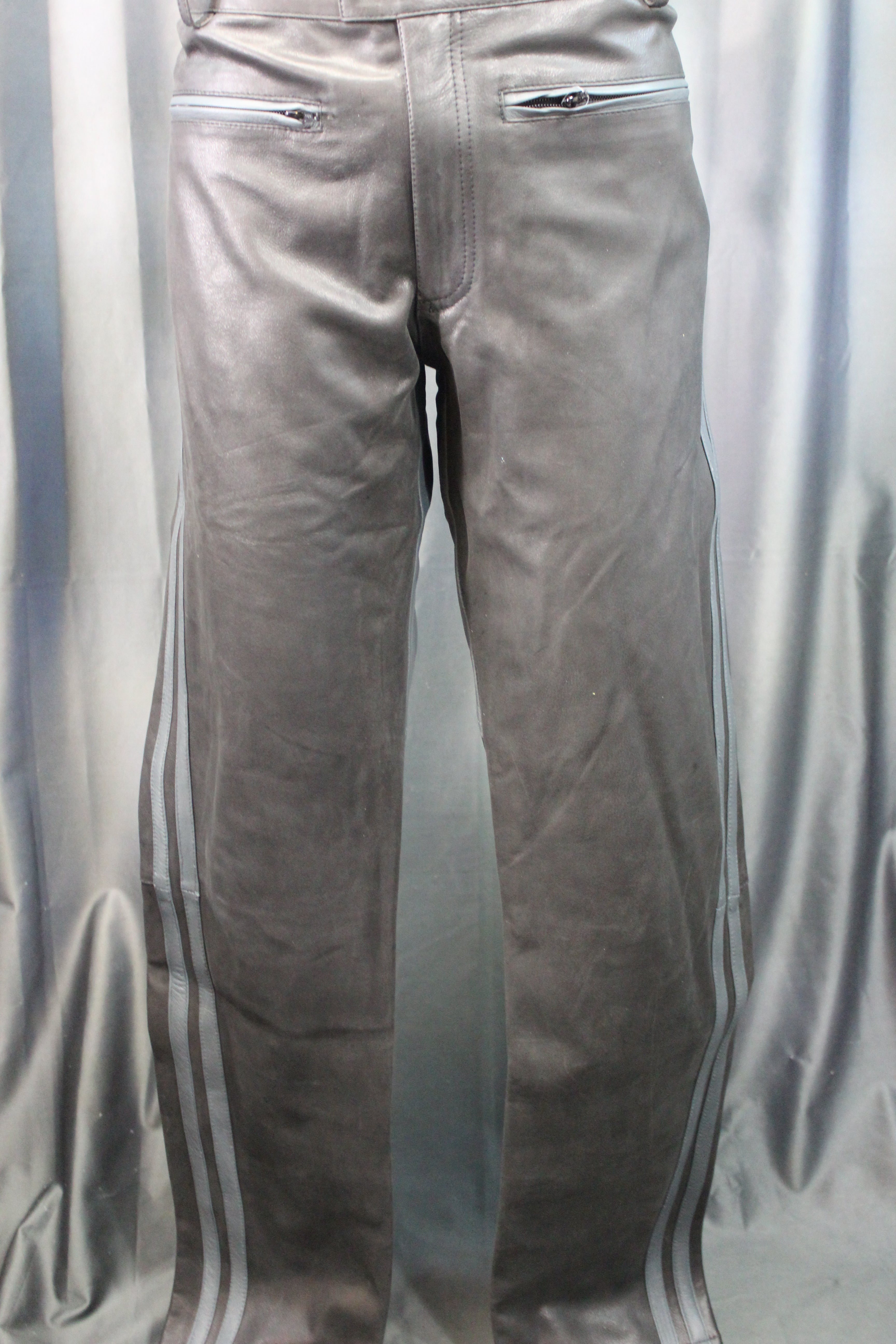 The Otter and The Fox Leather Formal Pants in Black with Grey Highlights