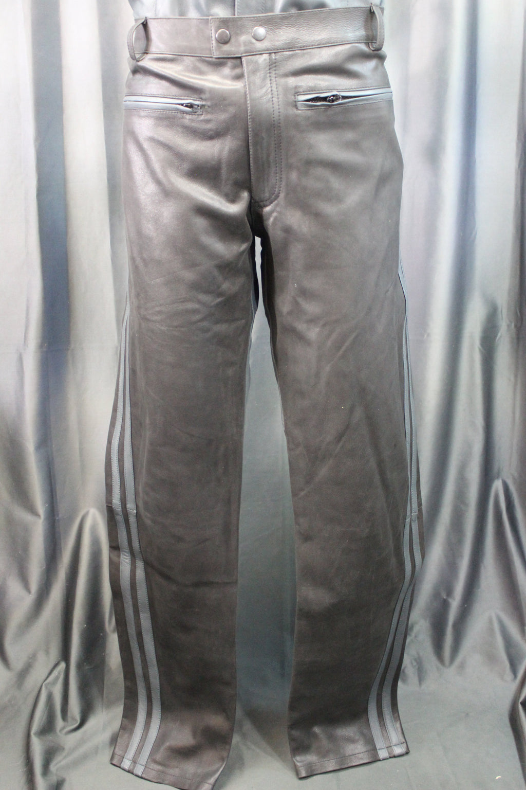 The Otter and The Fox Leather Formal Pants in Black with Grey Highlights