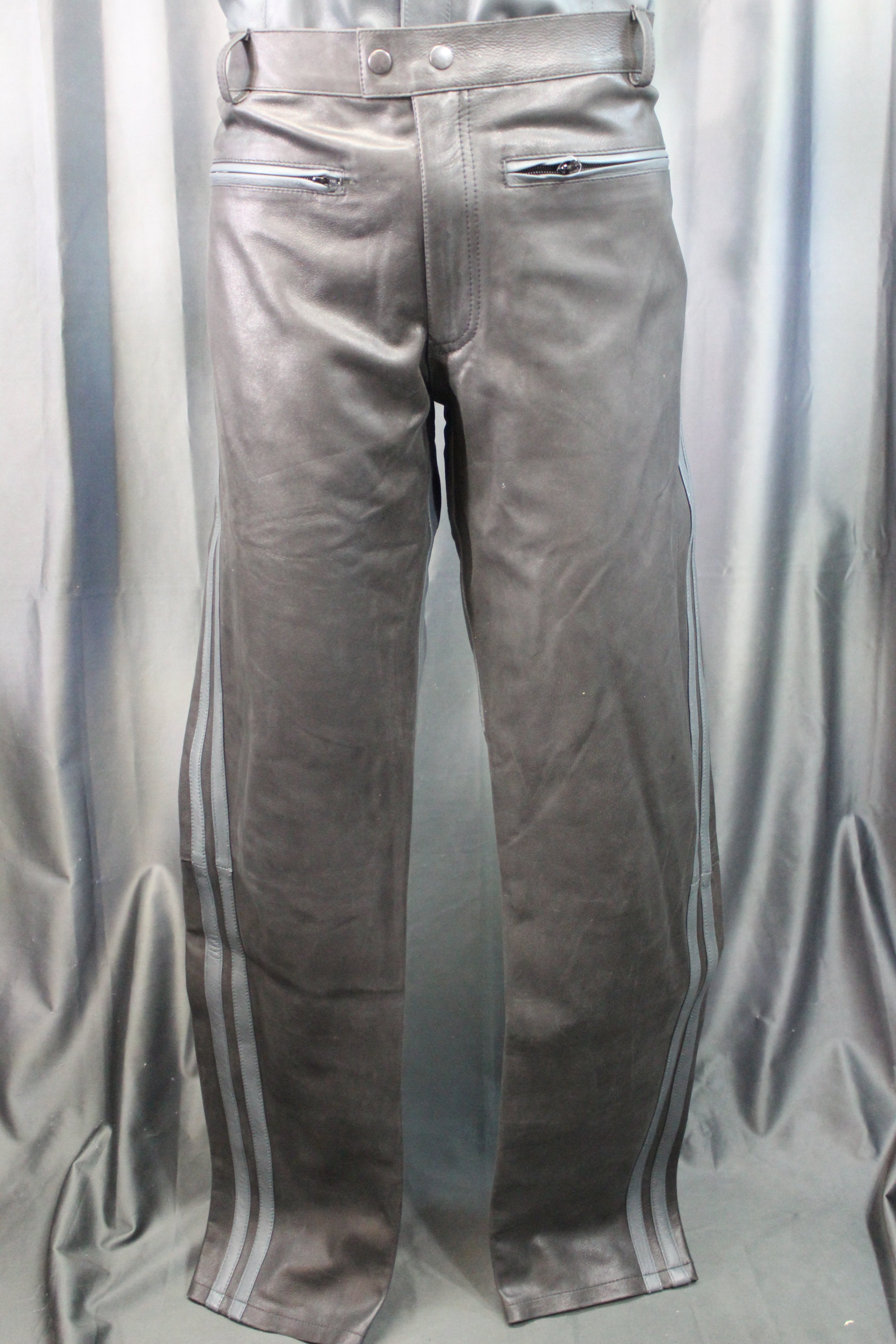 The Otter and The Fox Leather Formal Pants in Black with Grey Highlights