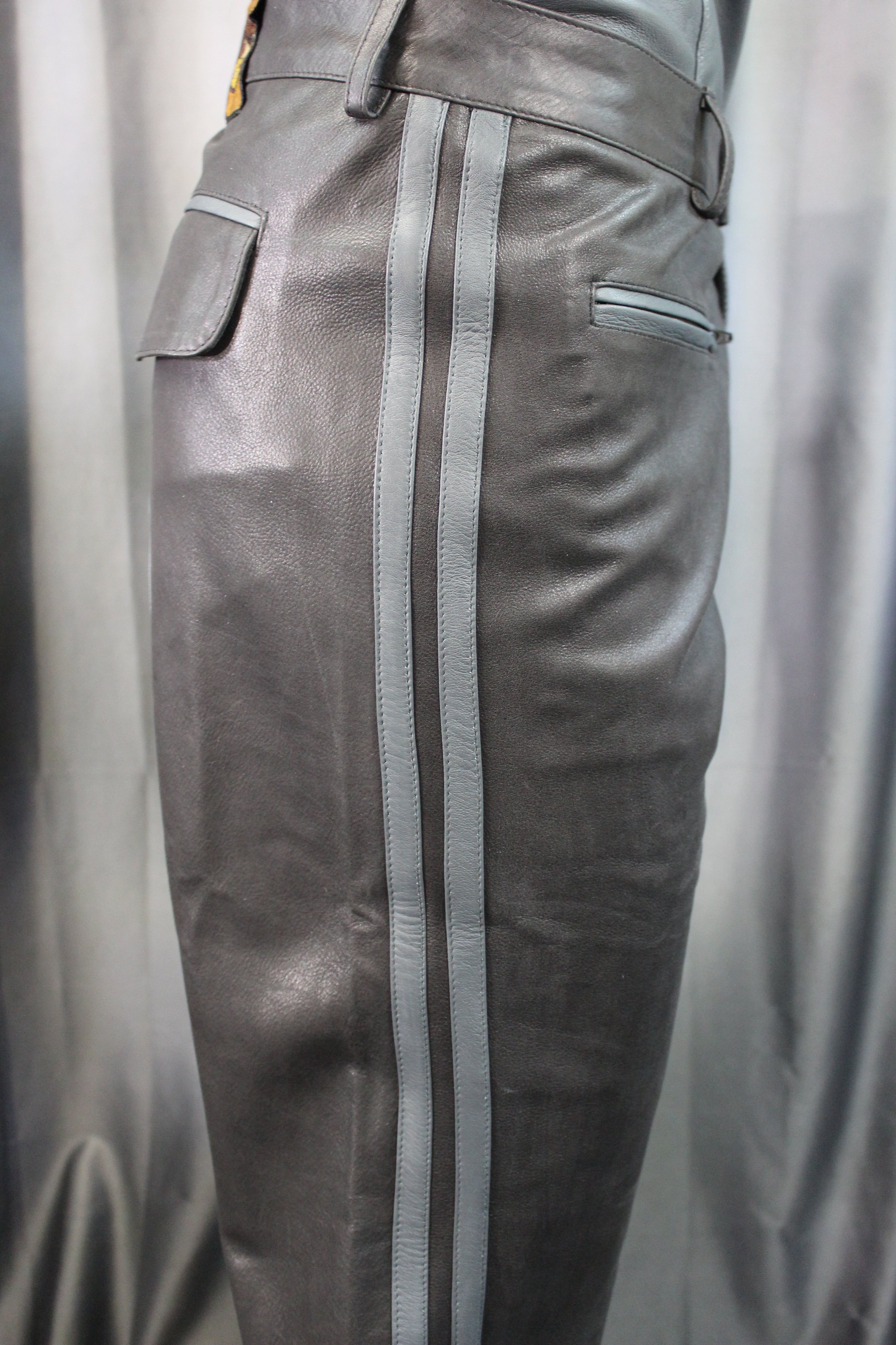 The Otter and The Fox Leather Formal Pants in Black with Grey Highlights