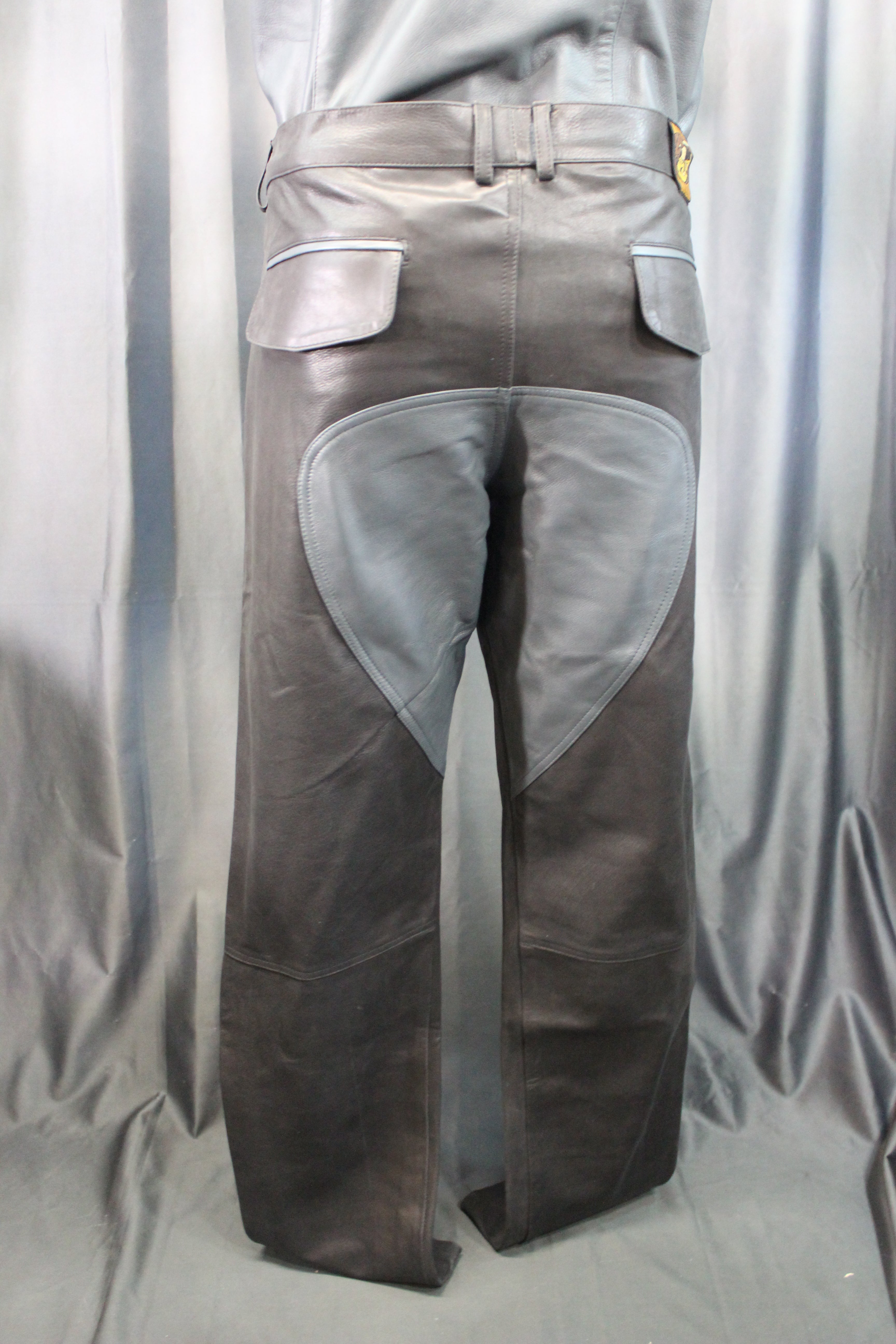 The Otter and The Fox Leather Formal Pants in Black with Grey Highlights