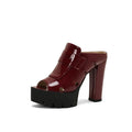 Platform Sandals Women High Heels Slippers Summer Women Shoes Sexy Chunky Heels Slides Patent Leather Zapatillas Mujer WSH5052