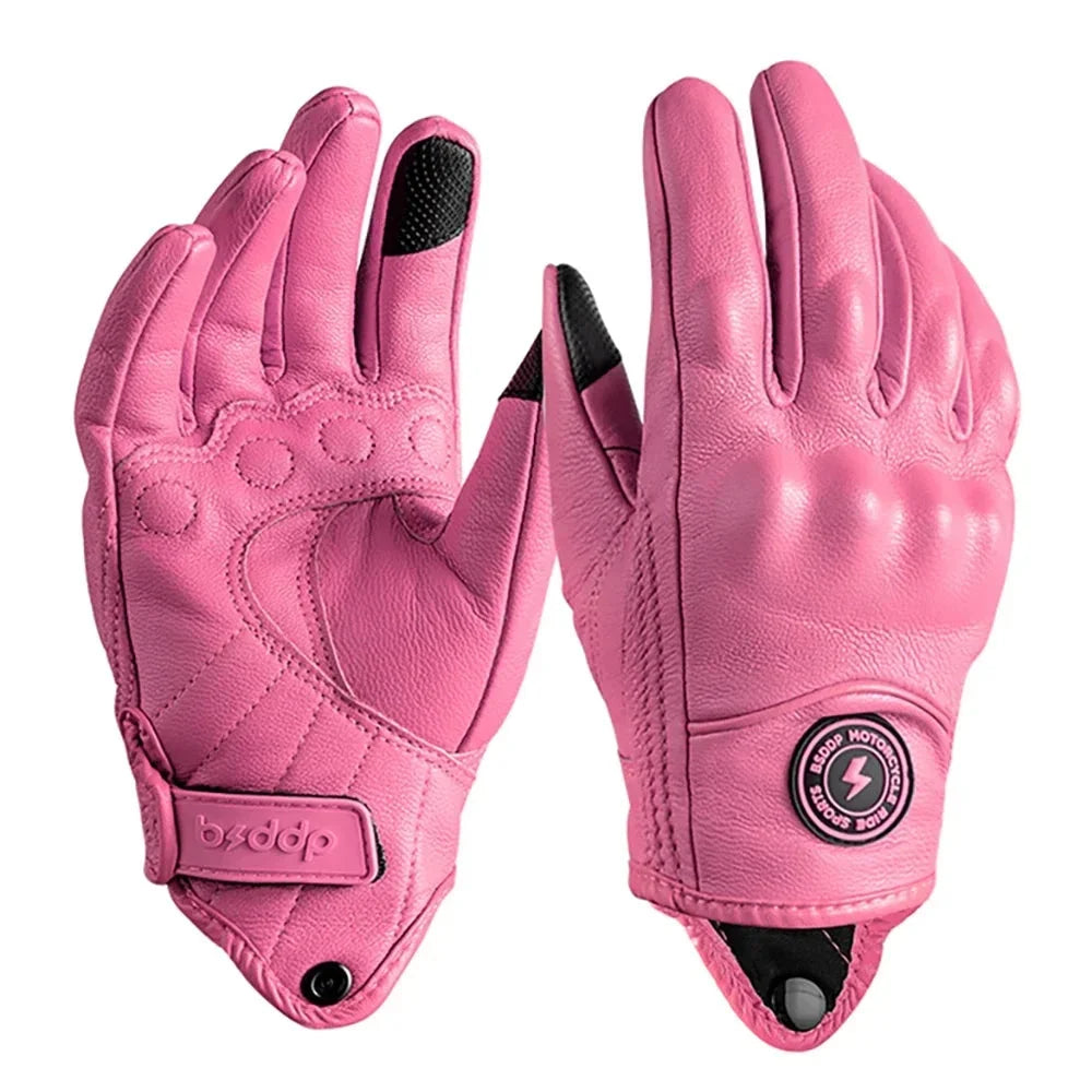 Vintage Real Leather Breathable Touch Screen Gloves