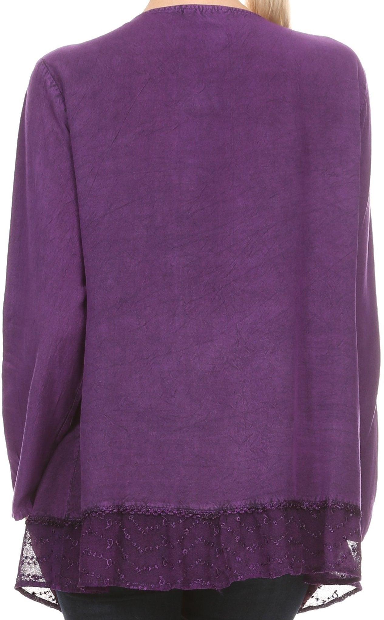 Sakkas Isenia Cardigan Open Front Kimono Long Sleeve Embroidered Top Blouse Lace