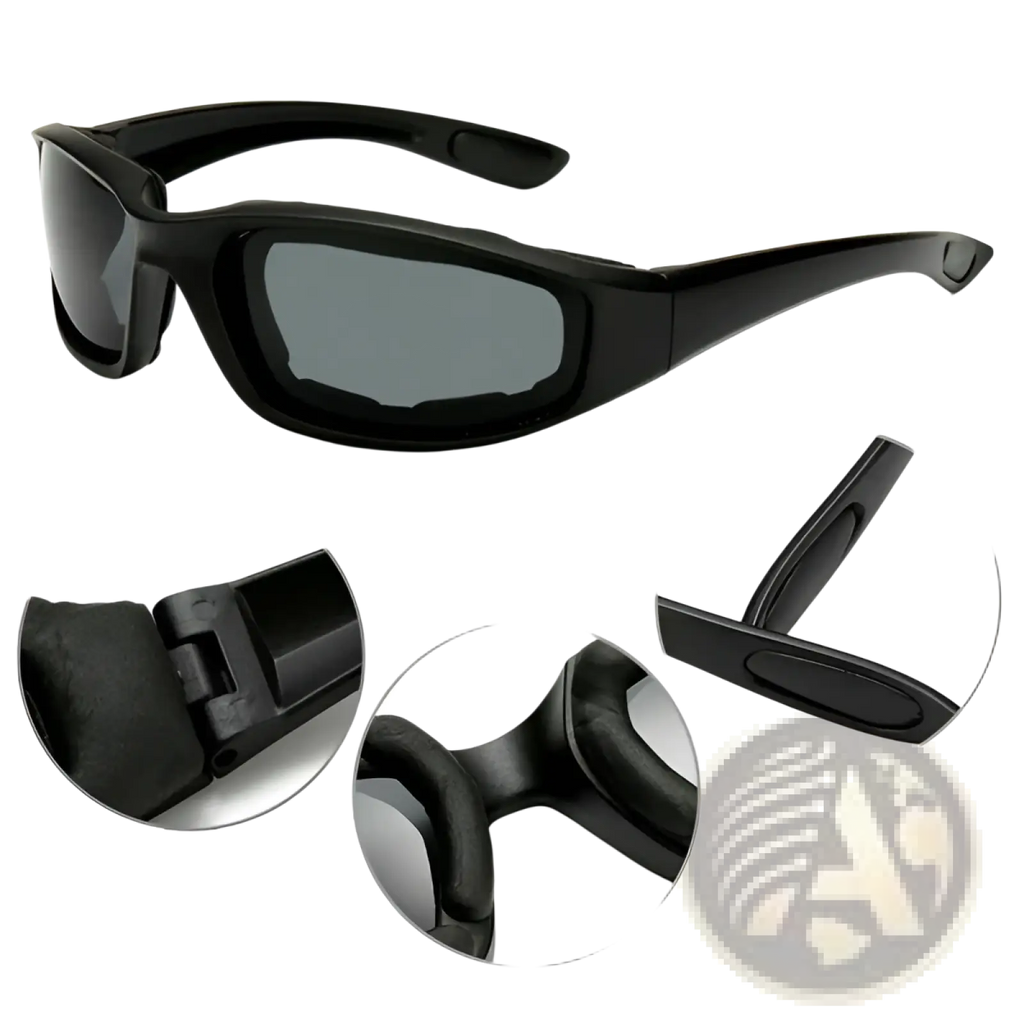 Matte Black Wind Resistant Motorcycle Riding Goggles
