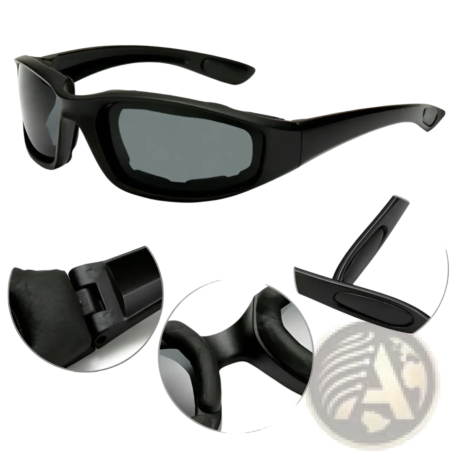 Matte Black Wind Resistant Motorcycle Riding Goggles