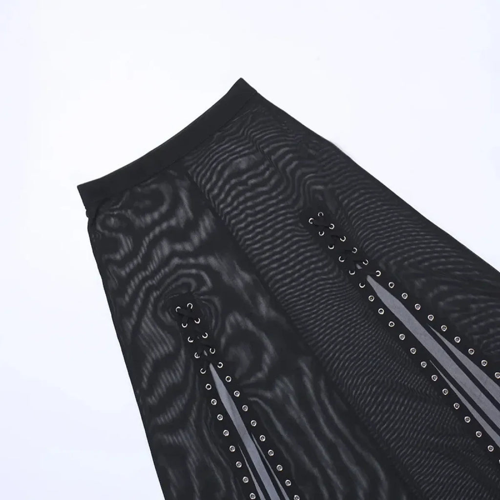 Punk Gothic Eyelet Mesh Skirt