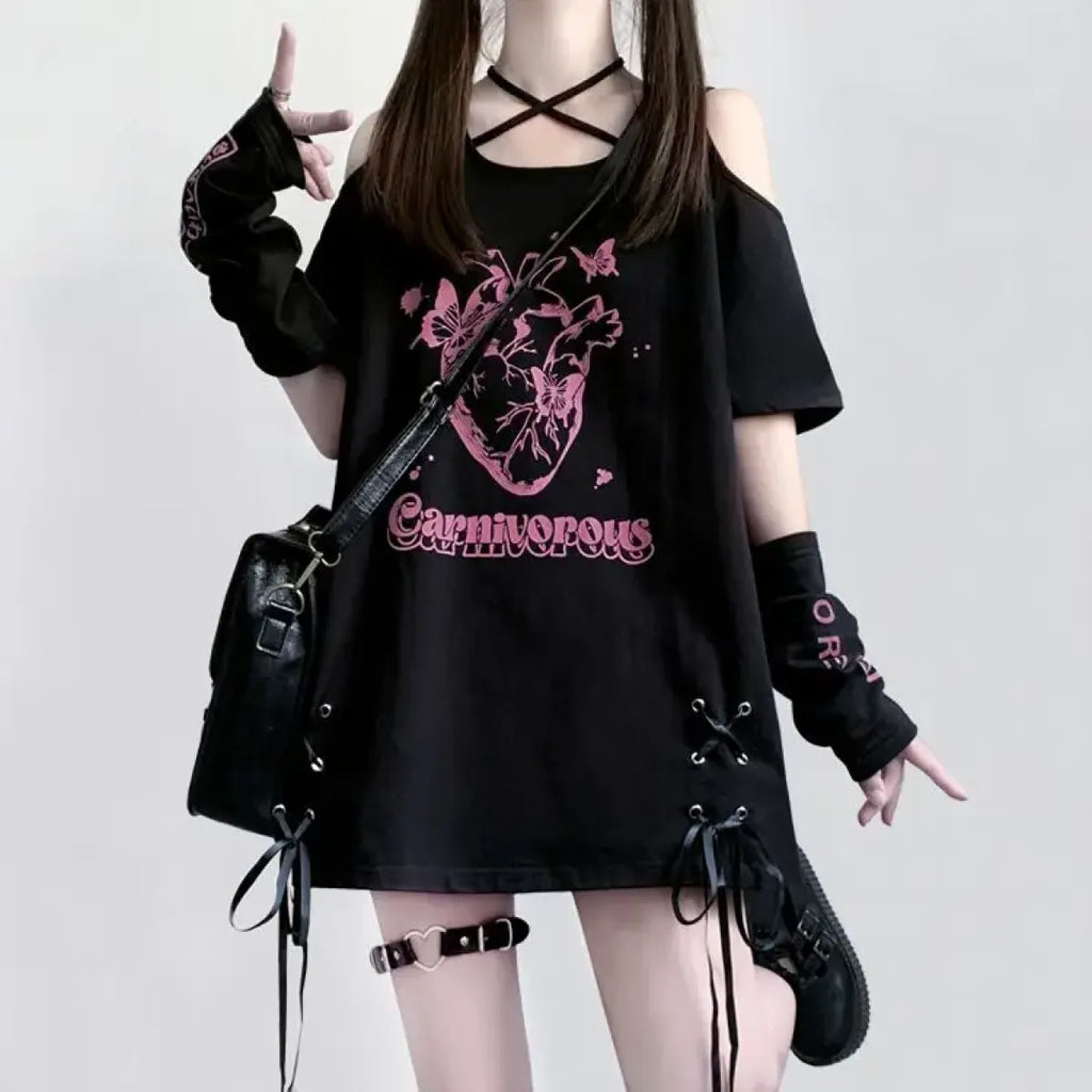 Off Shoulder Bow T-Shirt